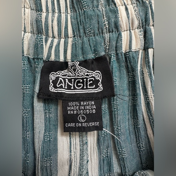 Angie Teal Striped Tiered Wide Leg Pants - Picture 7 of 11